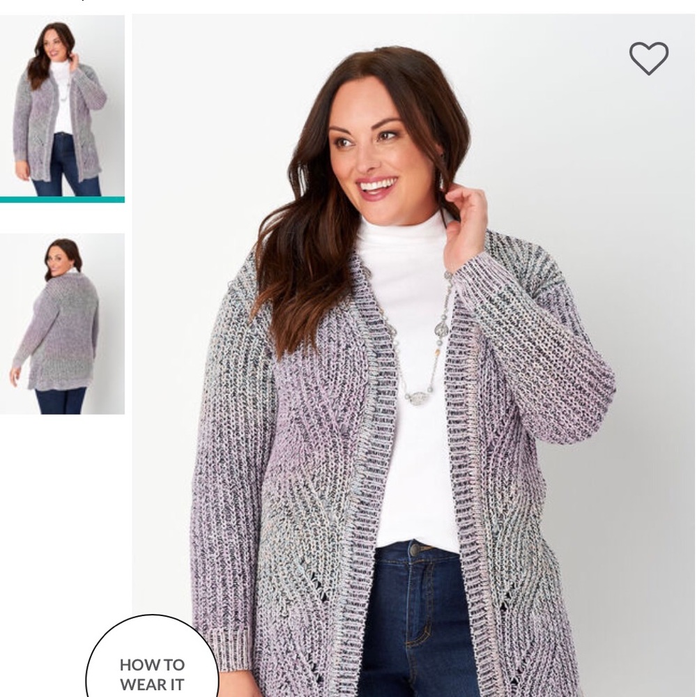 🎁 Ombre Marled Shaker Stitch PlusSz Cardigan Sweater